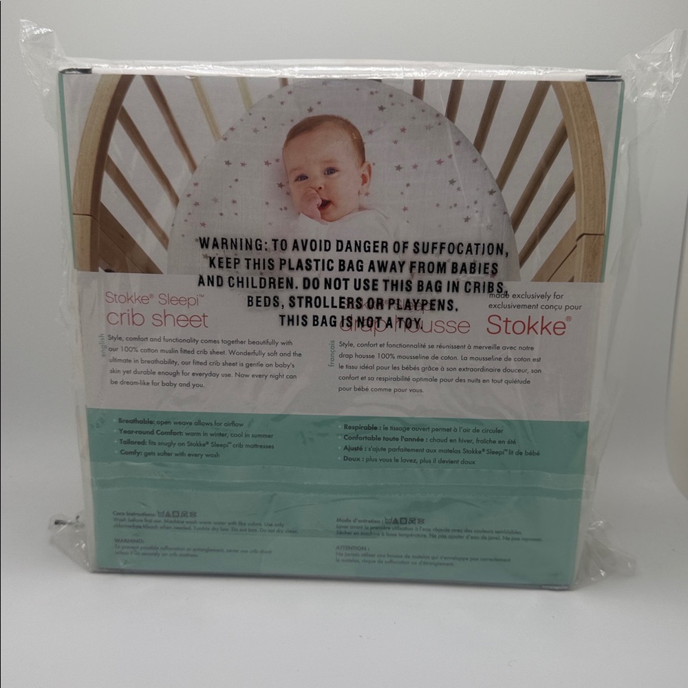 NEW Stokke Sleepi Crib Sheet by Aden + Anais 100% Cotton Muslin Stars Print - Picture 3 of 4